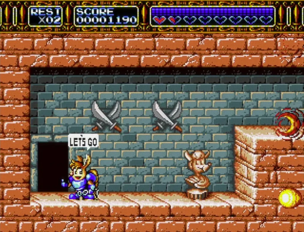 Sparkster starts reacting if the player becomes inactive, similar to Sonic the Hedgehog
