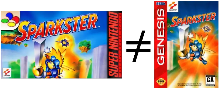 Despite the same name and similar cover art, Sparkster on SNES is a different game than Sparkster for the Genesis