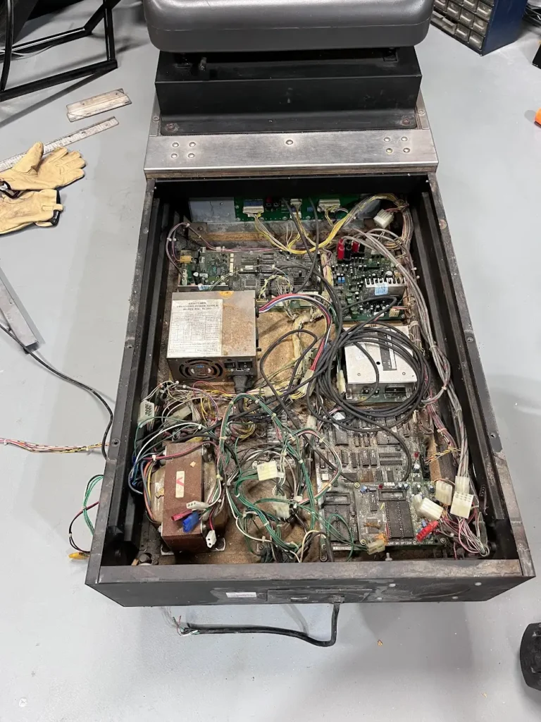 Daytona USA base front PCBs before restoration