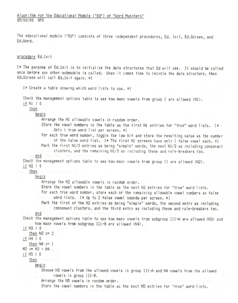 Word Munchers "Ed" algorithm document