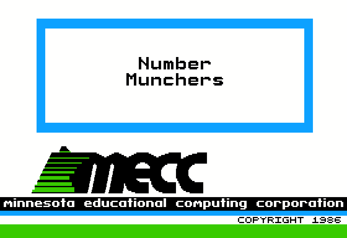 Number Munchers Title Screen - Apple II in 1986